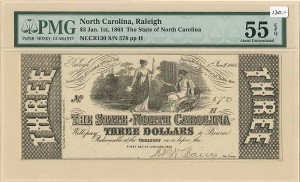 State of North Carolina - Obsolete Banknote - Currency - PMG55 EPQ Graded